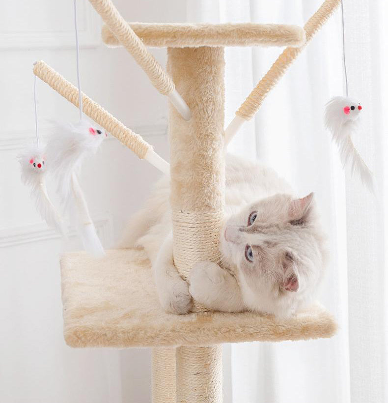 Multi-Level Cat Tower with Scratching Posts and Perches