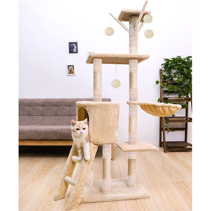 Multi-Level Cat Tower with Scratching Posts and Perches