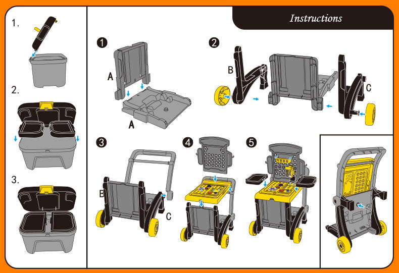 Deluxe Kids Tool Bench Station Toy Set with Trolley