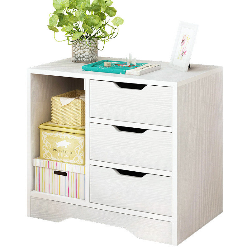 Stylish 3 Drawer Cabinet and Shelf Utility Side Table White