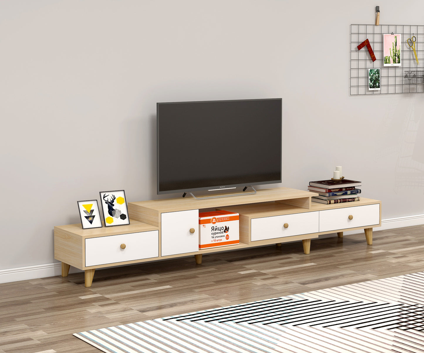 3-Piece Deluxe Living Room Set: Wooden TV Cabinet, Coffee Table and Chest of Drawers