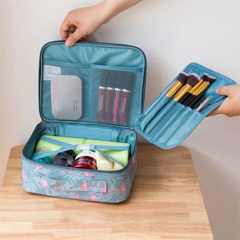 Travel Flamingo Makeup Case Cosmetic Organizer Toiletry Bag Portable