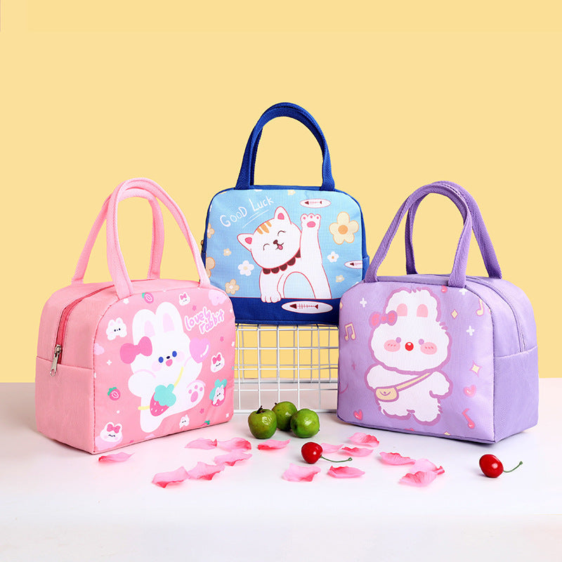 Insulated Cartoon Rabbit Lunch Box Cooler Bag for Kids Pink