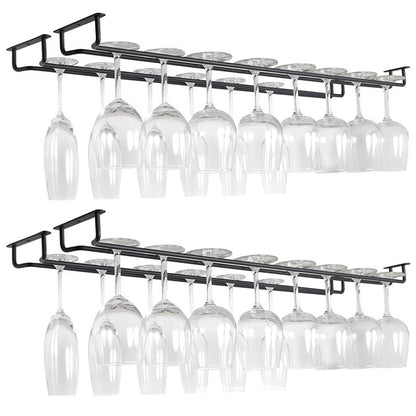 2 Pack Wine Glass Hanger Rack Under Cabinet Stemware Storage Organizer Gold