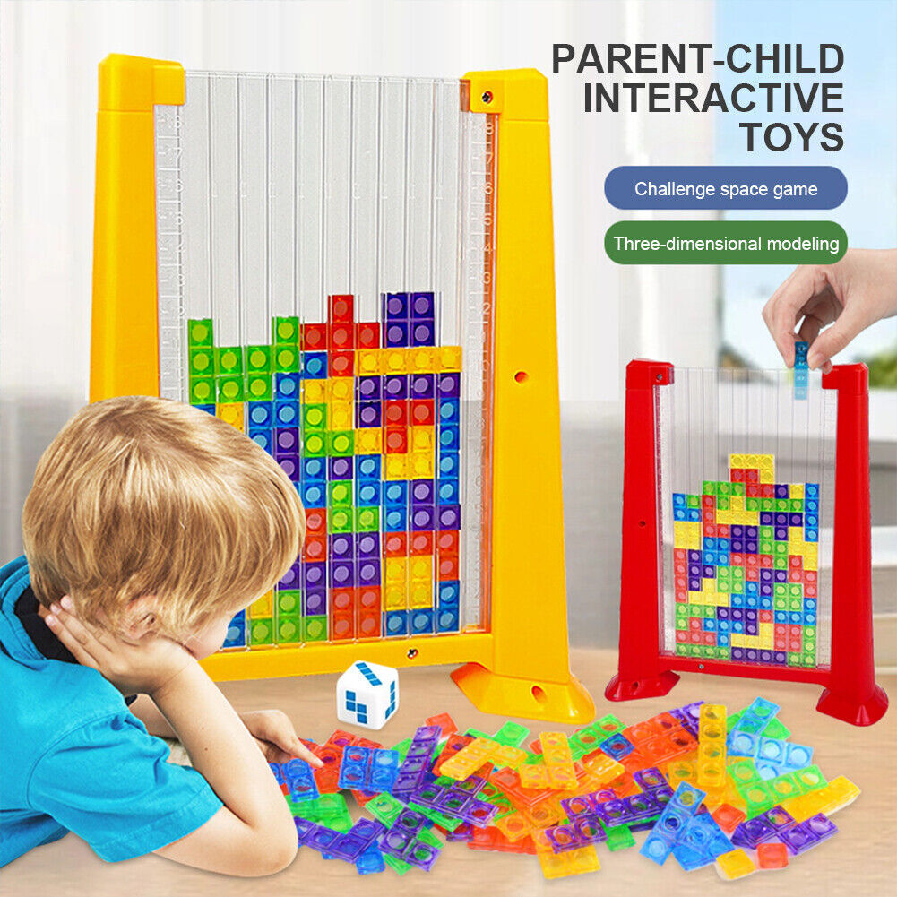 3D Tetris Puzzle Board Game Toy Set for Kids and Adults