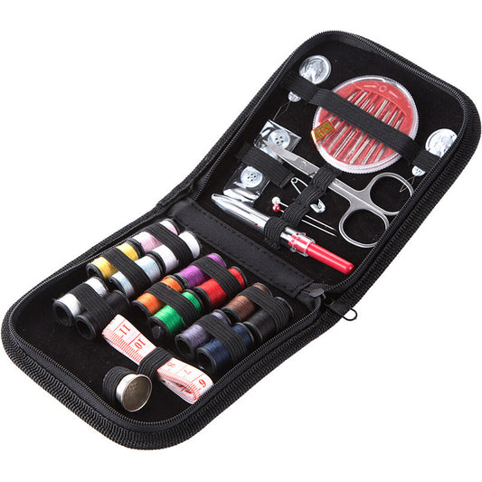 Compact Sewing Kit with Zippered Travel Pouch and Essential Stitching Tools