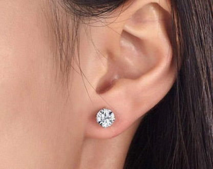 S925 Sterling Silver 1 Carat CZ Diamond Stud Earrings