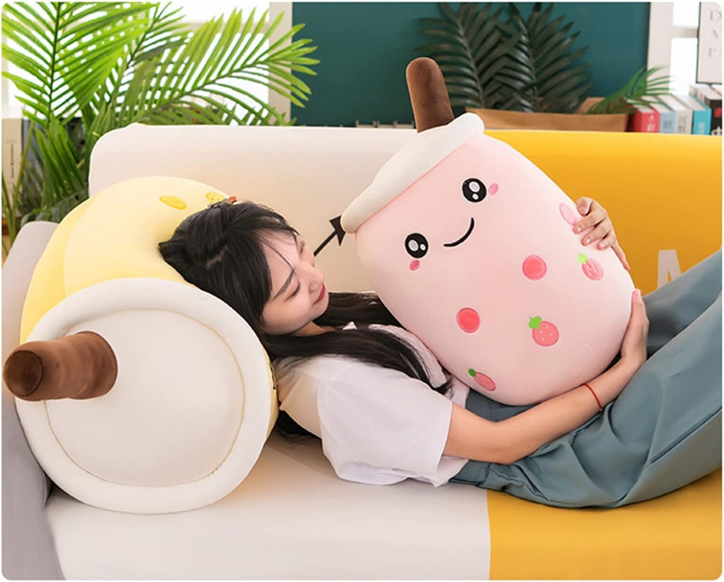 30cm Bubble Tea Plush Toy Boba Cuddly Doll Pillow Cushion Pink