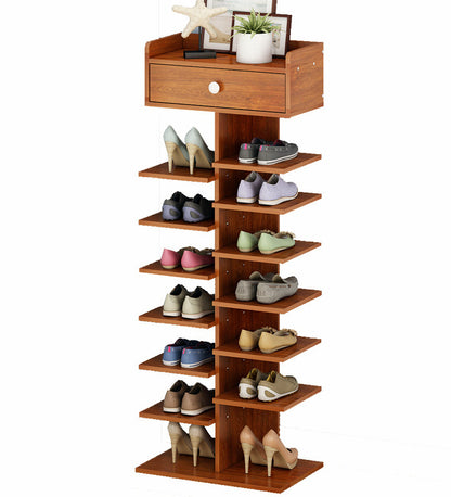 8 Tier Wooden Shoe Rack Storage Organizer Oak