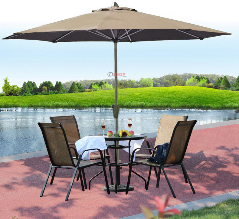 2.7m Steel Outdoor Garden Patio Market Umbrella Beige