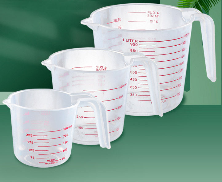 Pack of 3 Clear Measuring Cup for Accurate Kitchen Measurements (250mL, 500mL, 1000mL)