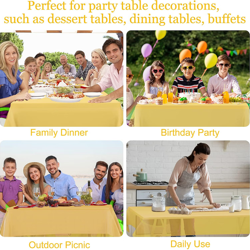 Large Rectangle Party Tablecloth Disposable White Elegant Table Cover