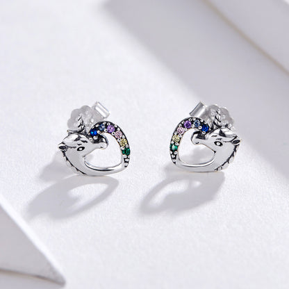 Sterling Silver Unicorn Stud Earrings for Women and Girls