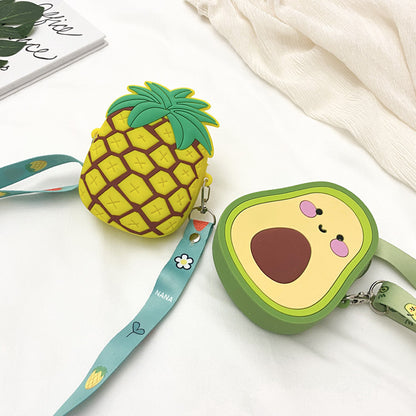 Cute Pineapple Silicone Crossbody Bag for Girls