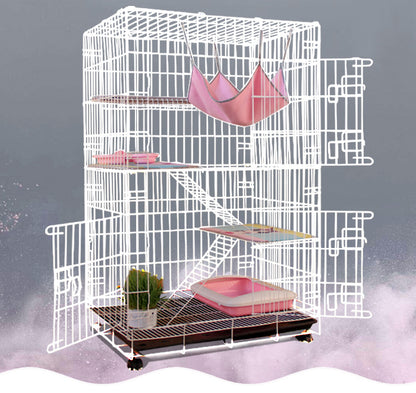 Large 4 Tier Pet Cat Bird Cage Pet Home Exercise Crate Playpen White