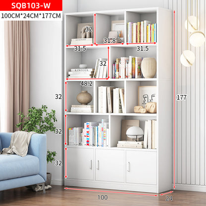 Spacious 10-Shelf 3-Door Wardrobe Cabinet Bookshelf White