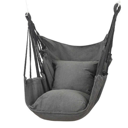 Cozy Cotton Hammock Swing Chair with Cushions for Ultimate Relaxation Grey