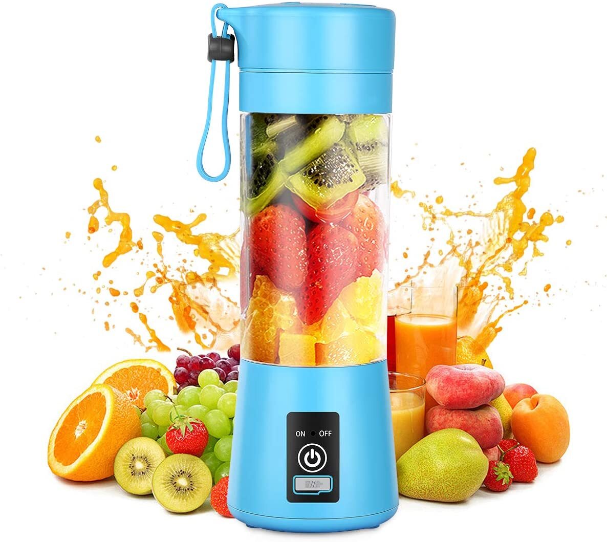 Portable Mini Smoothie Maker Glass Juicer Blender Blue