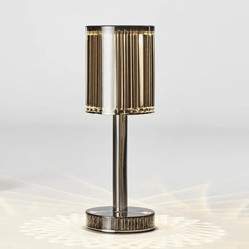 Crystal Cylinder LED Table Lamp Cordless Touch Sensor Night Light Smoked
