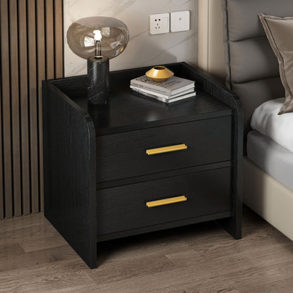 Stylish 2-Drawer Bedside Table Nightstand Black