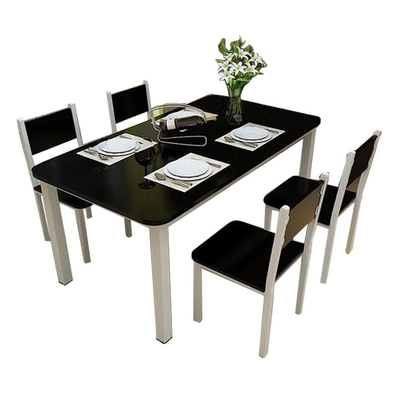 4 Piece Modern Wood Steel Dining Chairs Black White