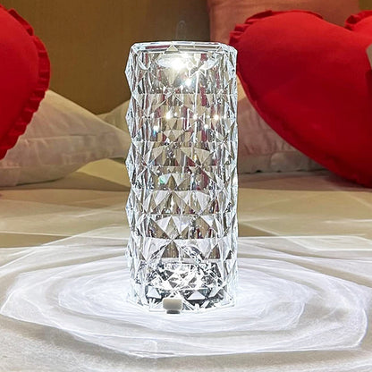 Rose Diamond Crystal LED Touch Sensor Night Light for Bedroom Decor