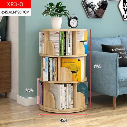 3 Tier Rotating Display Shelf Bookcase Organiser Oak