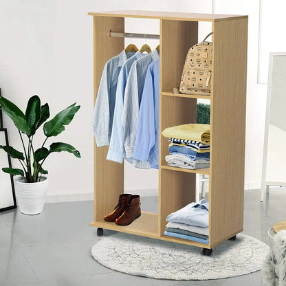 Elegant Wardrobe Shelf Closet Cupboard with Hanging Rack Oak