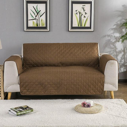 2-Seater Quilted Sofa Slipcover Water Resistant Furniture Protector Umber