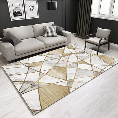 XL Extra Large 300 x 200 Luxury Plush Comfort Gold Marble Rug Carpet Mat