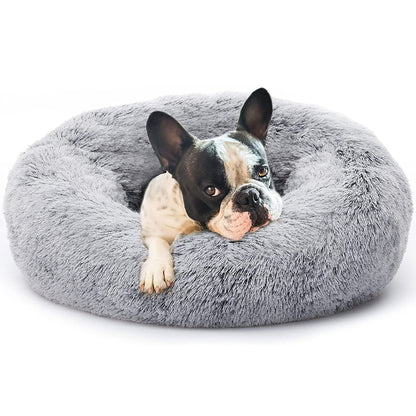 50cm Cozy Plush Soft Fluffy Pet Bed for Dogs and Cats Light Grey