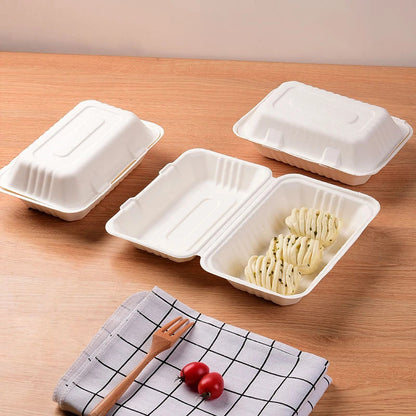 Pack of 50 Biodegradable Disposable Food Containers with Lid Eco-Friendly