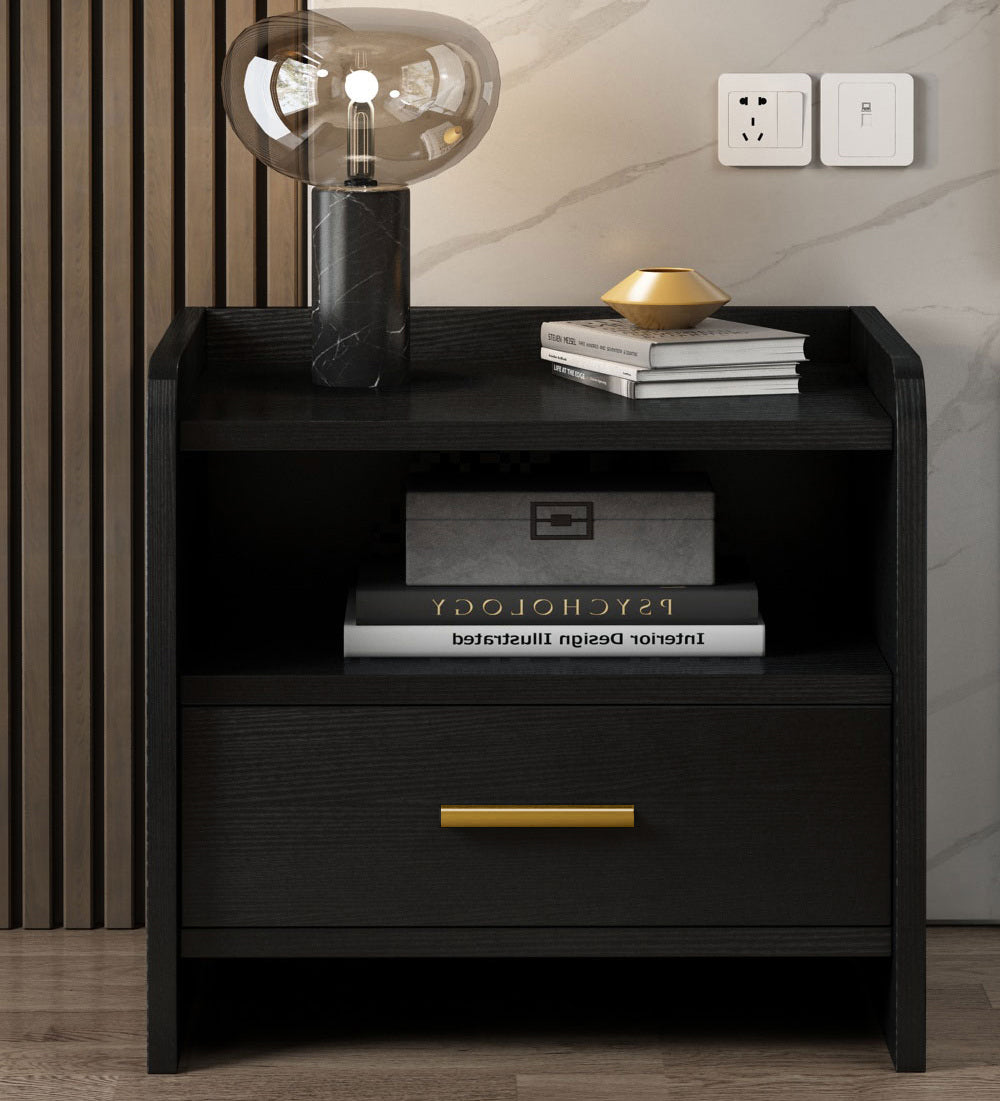 Elegant Bedside Table Nightstand with Drawer Black