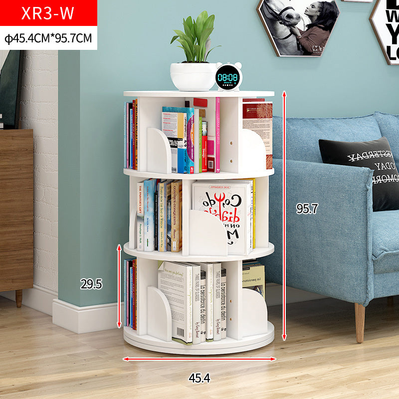 3 Tier Rotating Display Shelf Bookcase Organizer White