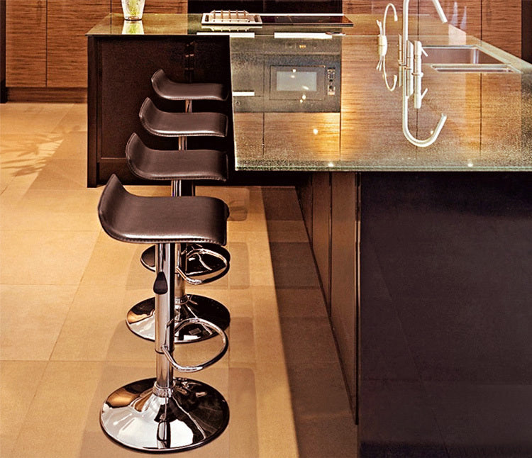 Set of 2 Modern PU Leather Bar Stools Chocolate