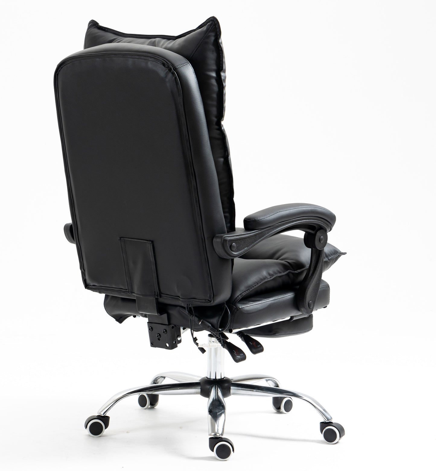 Luxury Executive Reclining Office Chair with Foot Rest and Massager Black