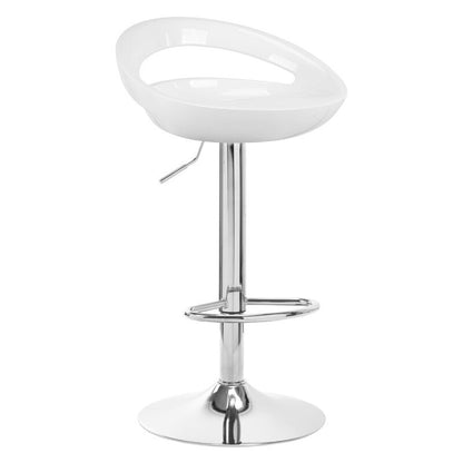 Set of 2 High Gloss Designer Bar Stools Modern White