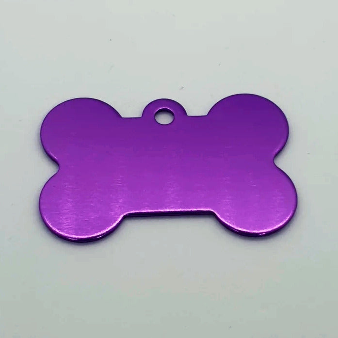 Dog Bone Shaped Personalized Pet ID Tag for Dogs Purple Aluminum