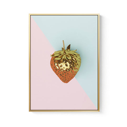 40cm Golden Strawberry Canvas Wall Art Painting 60cm