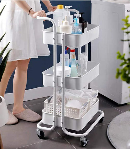 3-Tier Rolling Storage Utility Cart Shelf Organizer Trolley for Home and Office