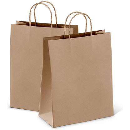 100 Pack Kraft Paper Bags Bulk Gift Shopping Brown Retail Bags with Handles