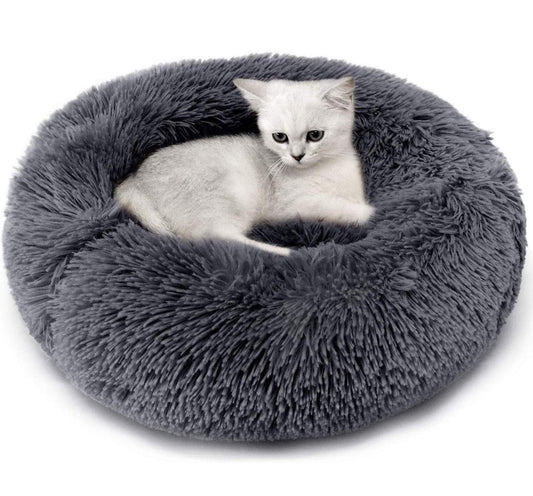 50cm Cozy Plush Soft Fluffy Pet Bed for Dogs and Cats Dark Grey