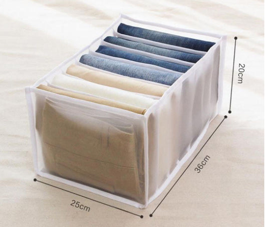 Large 7-Grid Wardrobe Clothes Organizer for Jeans Storage