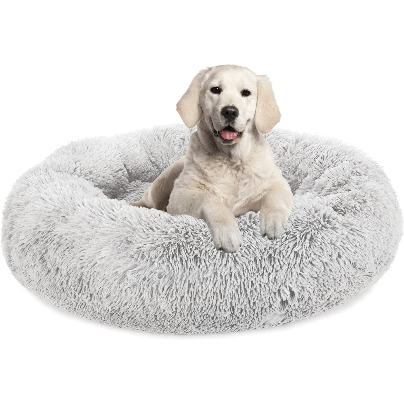 50cm Cozy Plush Soft Fluffy Pet Bed for Dogs and Cats Light Grey