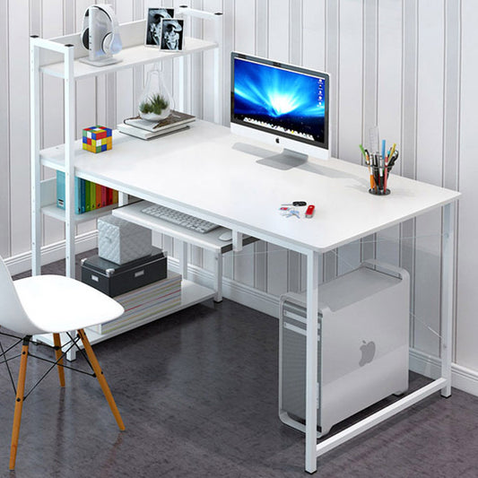 Modern Computer Desk with Storage Shelves for Home Office White