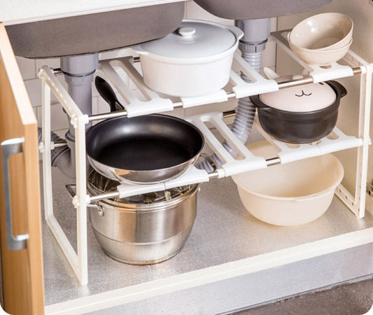 Under Sink Storage Expanding Shelf Organizer for Kitchen and Bathroom