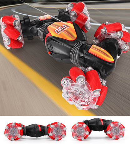 Hand Gesture Remote Control LED Stunt Car for Kids Red