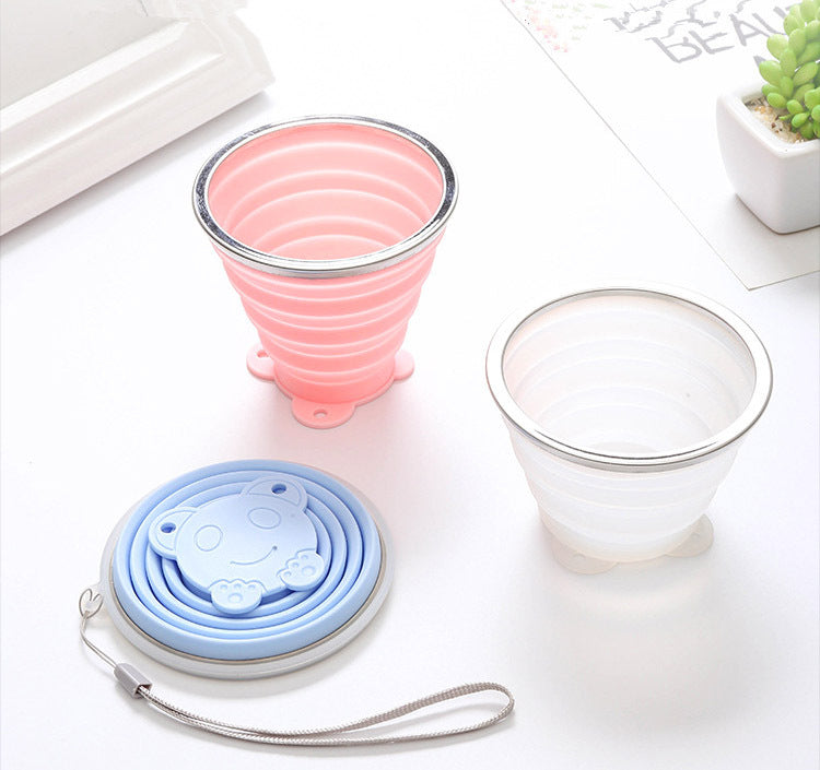 Collapsible Silicone Pocket Drinking Cup Portable Travel Cup Blue