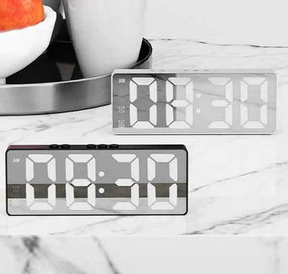 Sleek LED Digital Alarm Clock with Temperature Display and Mirror Finish