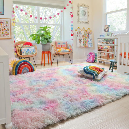 300 x 200 XL Plush Shag Rug for Living Room Rainbow